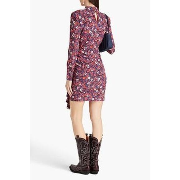 VERONICA BEARD Louella Floral-Print Stretch-Silk Mini Dress Size 16 NWT - Picture 2 of 4